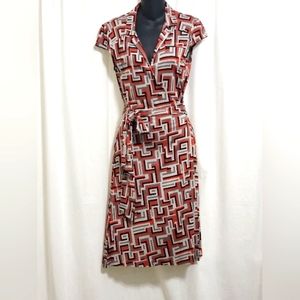 Diane Von Furstenberg Red and White Geometric Dress